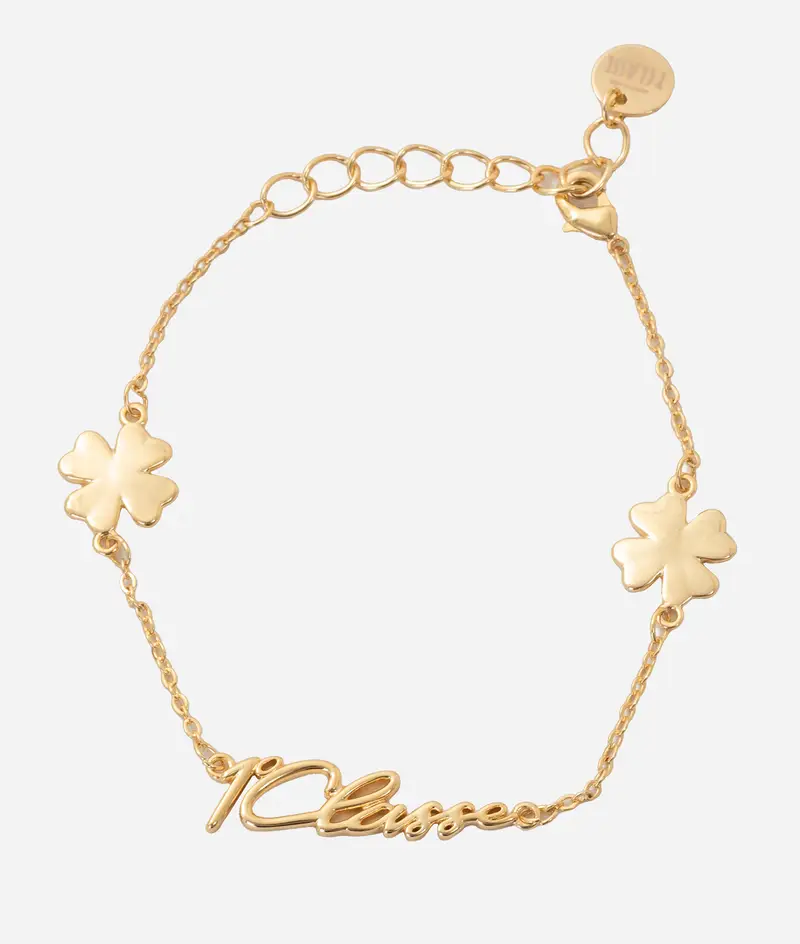 Braccialetto con quadrifogli e logo 1ᴬ Classe Oro