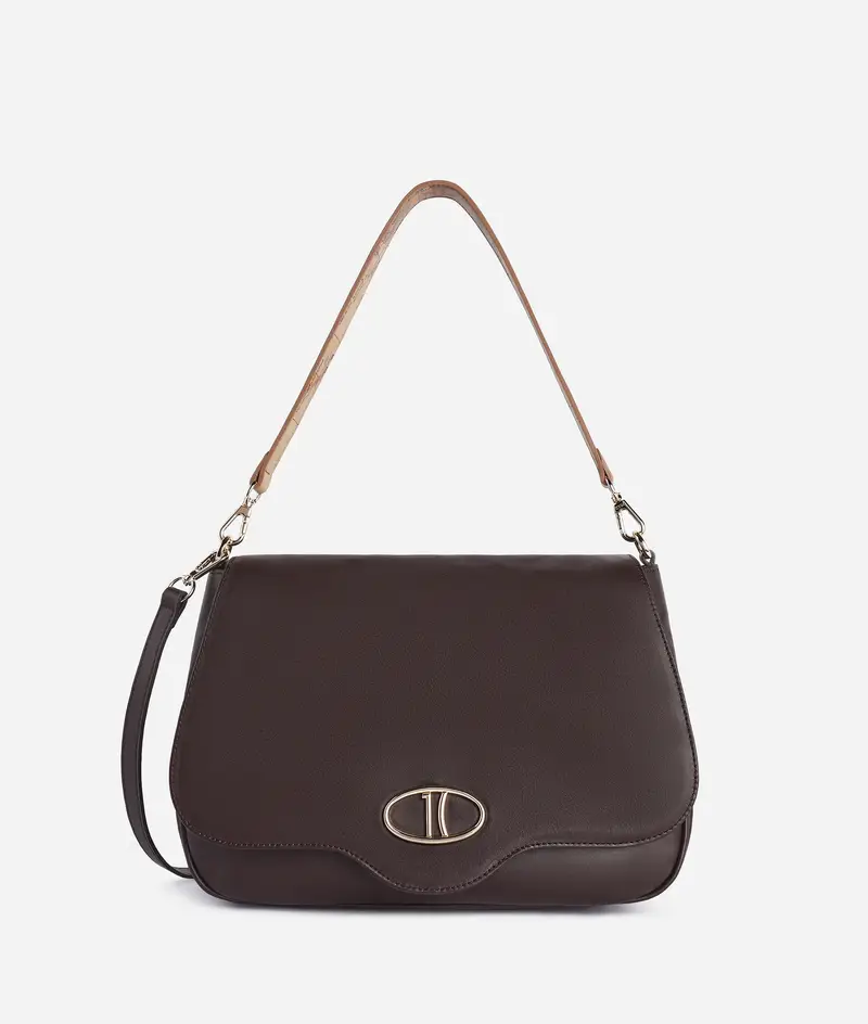 Brave Messenger tracolla grande in pelle nappata Mogano