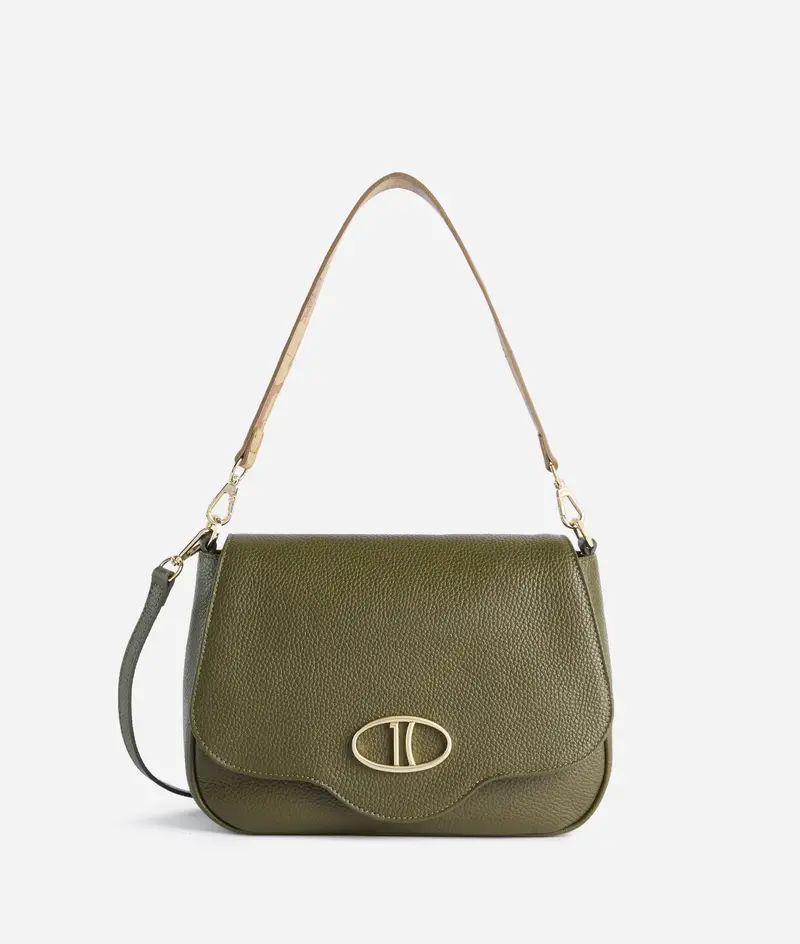 Brave Messenger tracolla media in pelle granata Verde Muschio