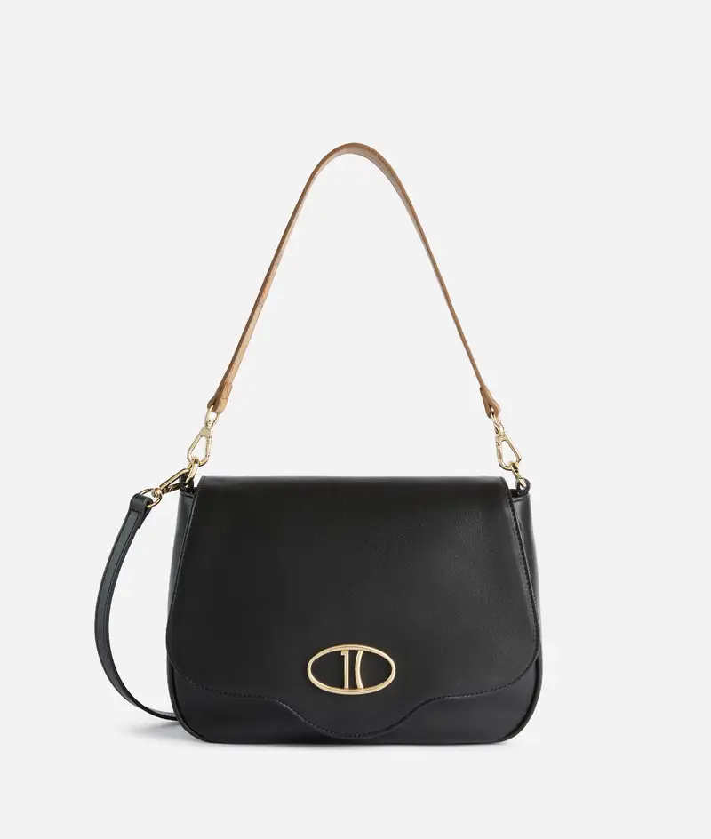 Brave Messenger tracolla media in pelle nappata Nera