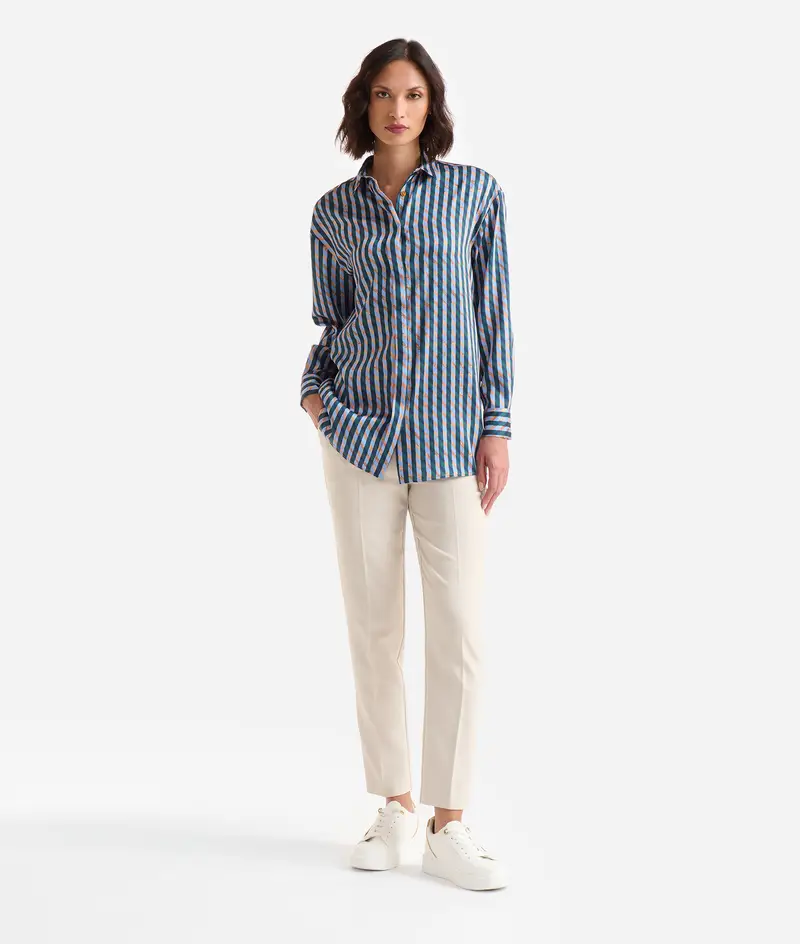 Camicia over in twill Geo-metrico Avio