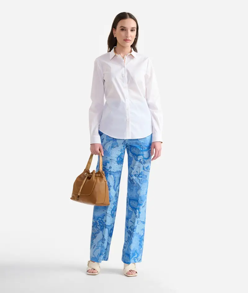 Camicia ufficio in popeline di cotone stretch Bianca