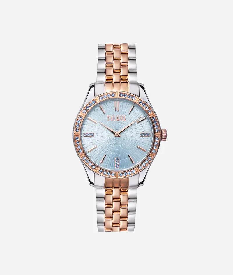 Cannes orologio in acciaio bicolor Azzurro