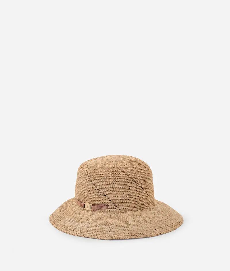 Cappello in paglia crochet con targhetta 1C Naturale
