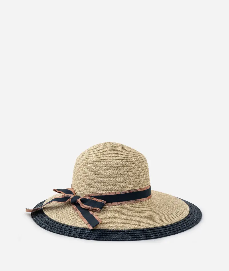 Cappello intrecciato con fiocco Blu Notte