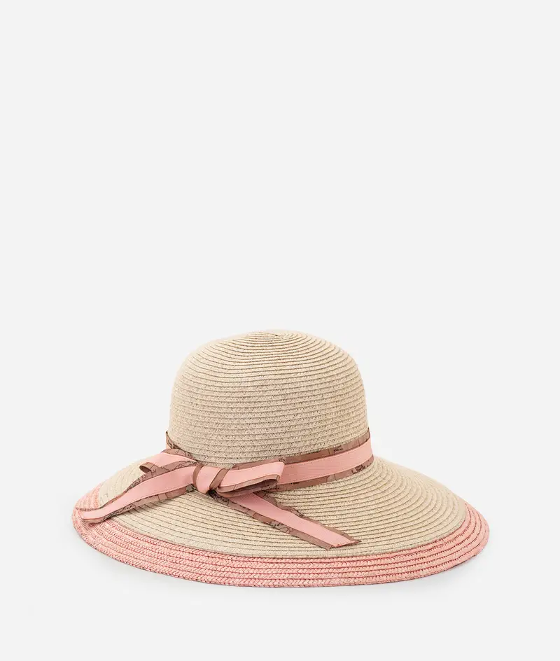 Cappello intrecciato con fiocco Geo Classic Rosa Tramonto