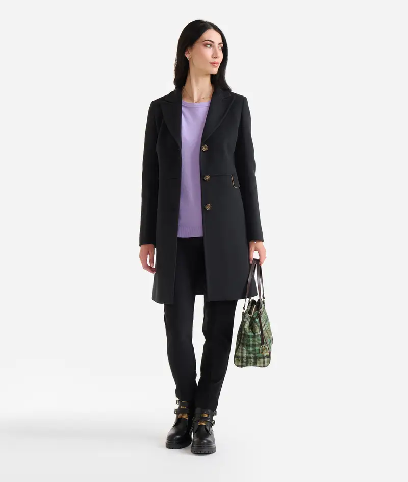 Cappotto midi in velour Nero