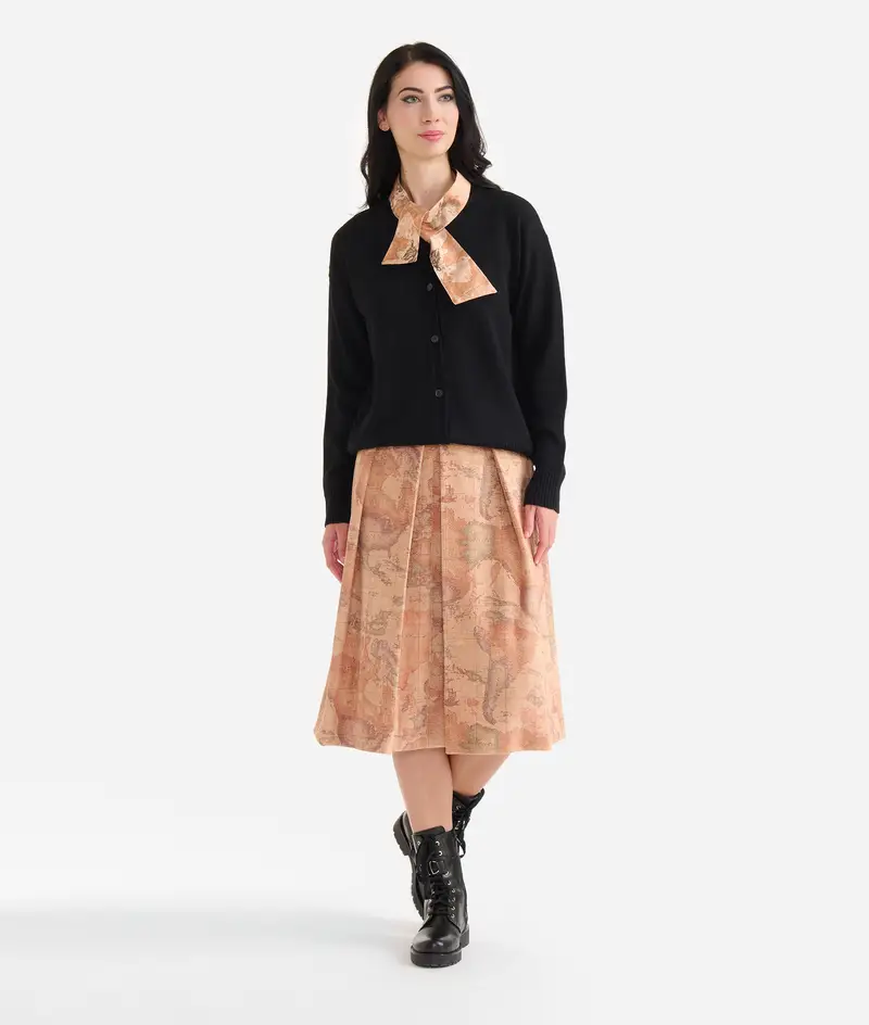 Cardigan in filato misto lana con foulard Geo Classic Nero