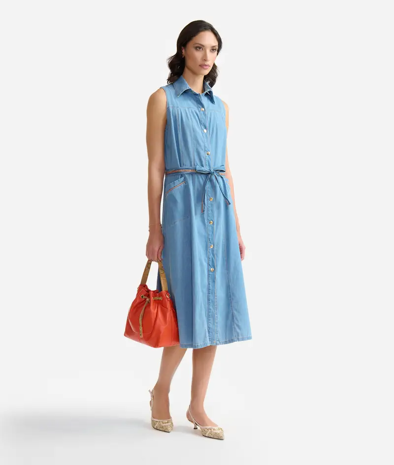 Chemisier in denim leggero Blu Bleach