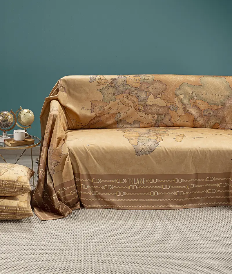 Copridivano in raso di cotone stampa Geo Classic Chain