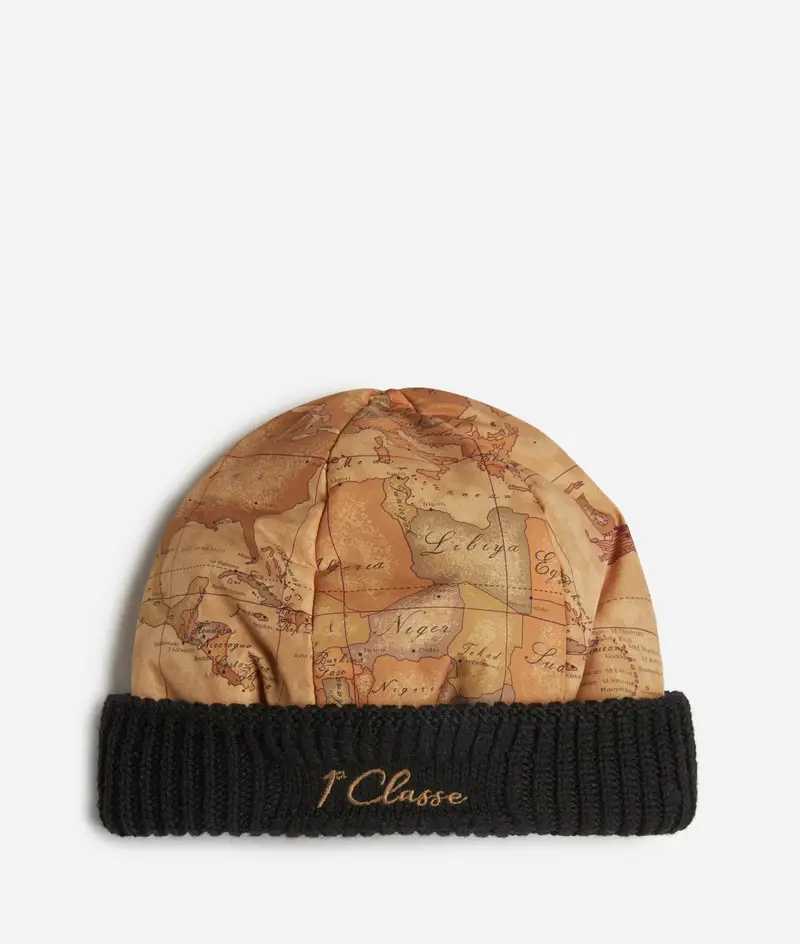 Cuffia in nylon Geo Classic con risvolto Nera