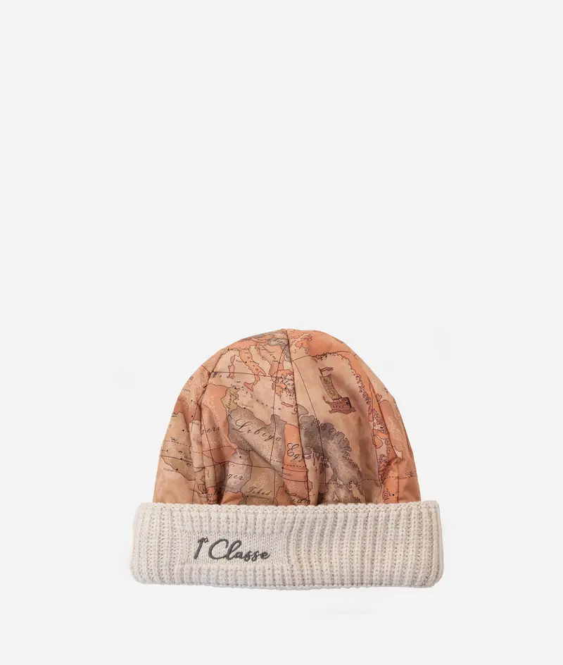 Cuffia in nylon Geo Classic con risvolto Panna