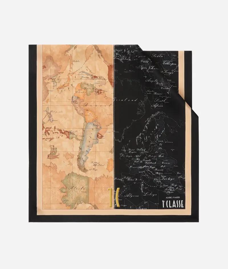 Eclipse Geo sciarpa in seta 45x180 Nera e Geo Classic