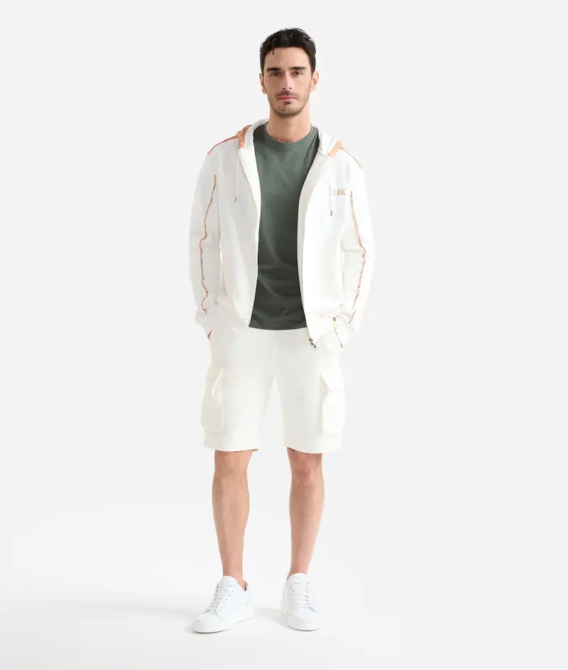 Felpa con cappuccio in cotone Bianco Pastello