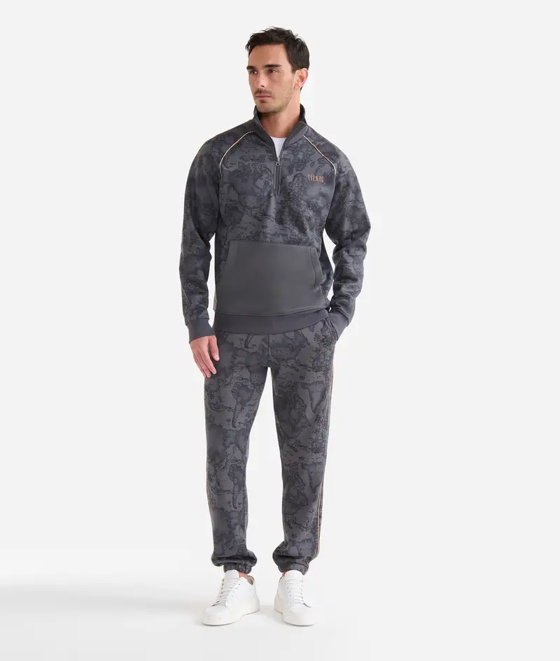 Felpa con collo a lupetto Geo Color Antracite