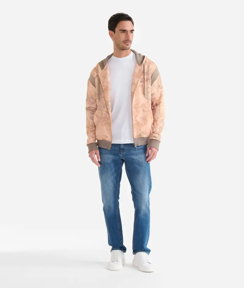 Felpa con zip e cappuccio Geo Classic