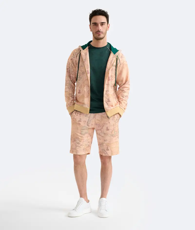 Felpa con zip e cappuccio Geo Classic