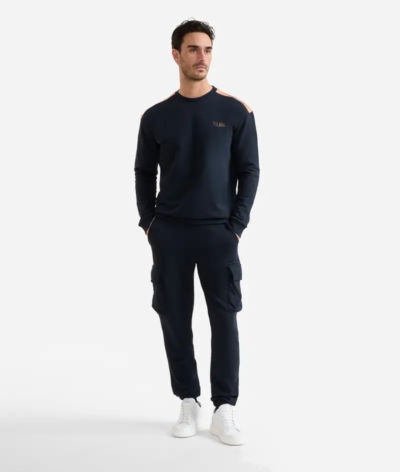 Felpa girocollo in cotone Blu Navy