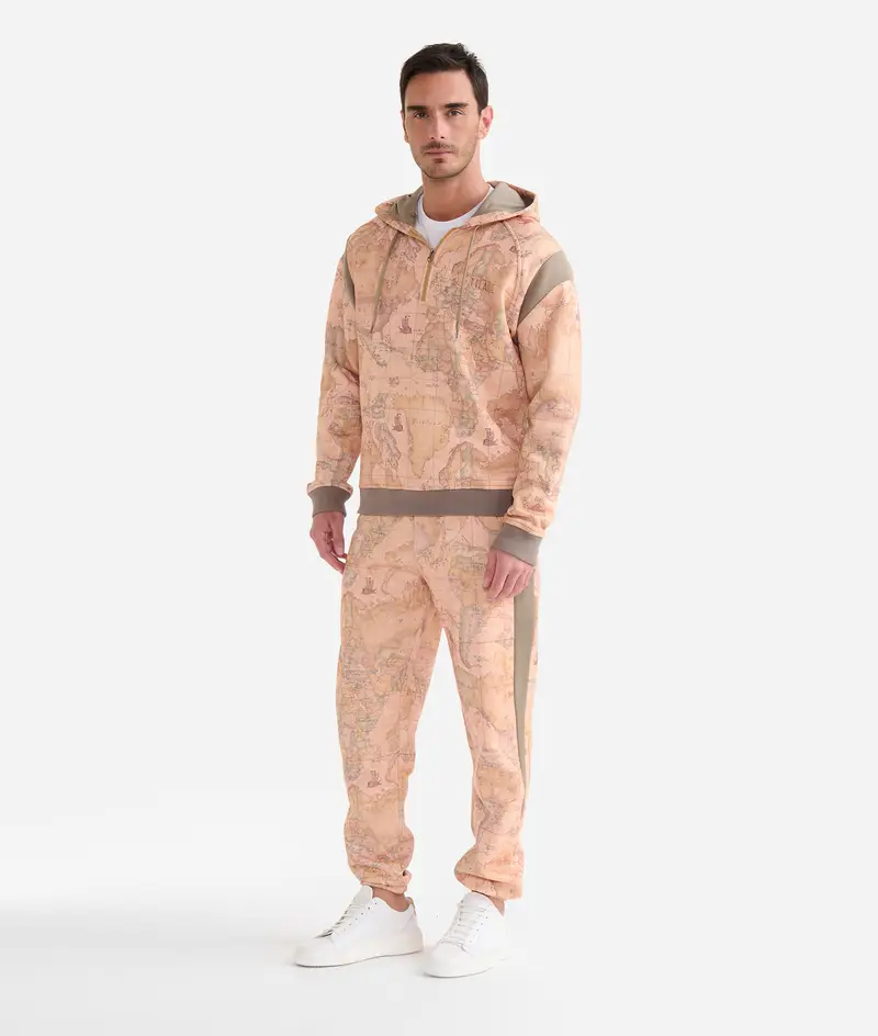 Felpa mezza zip con cappuccio Geo Classic