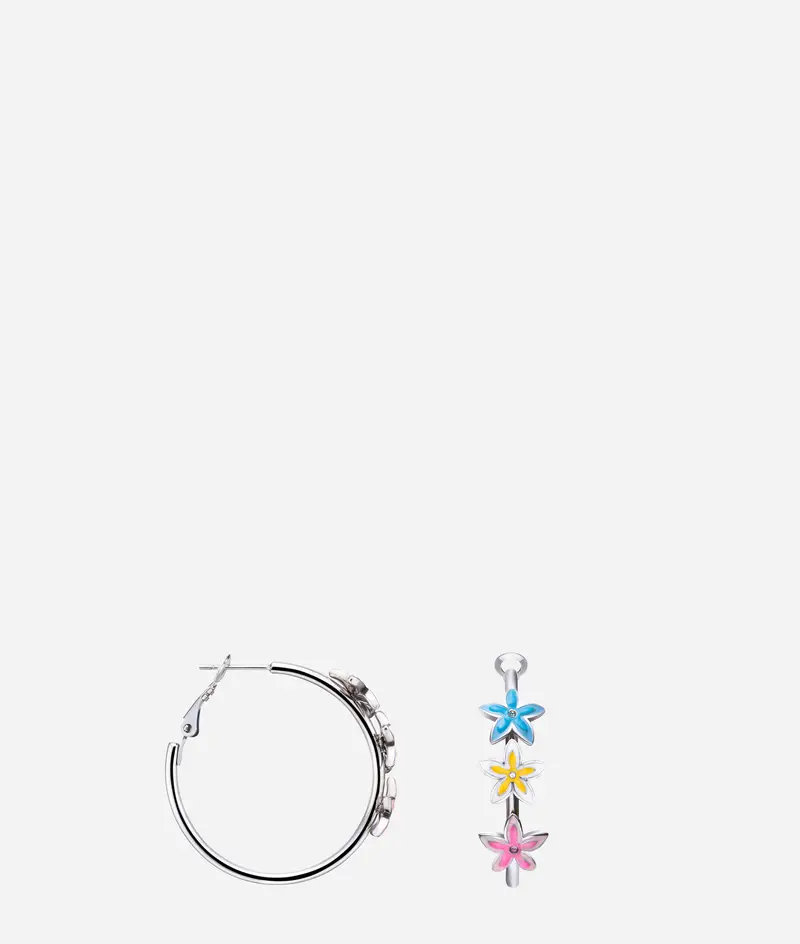 Flower Street orecchini a cerchio smaltati Multicolor