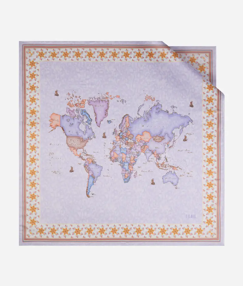 Foulard con cornice Greca 90x90 Lilla Chiaro