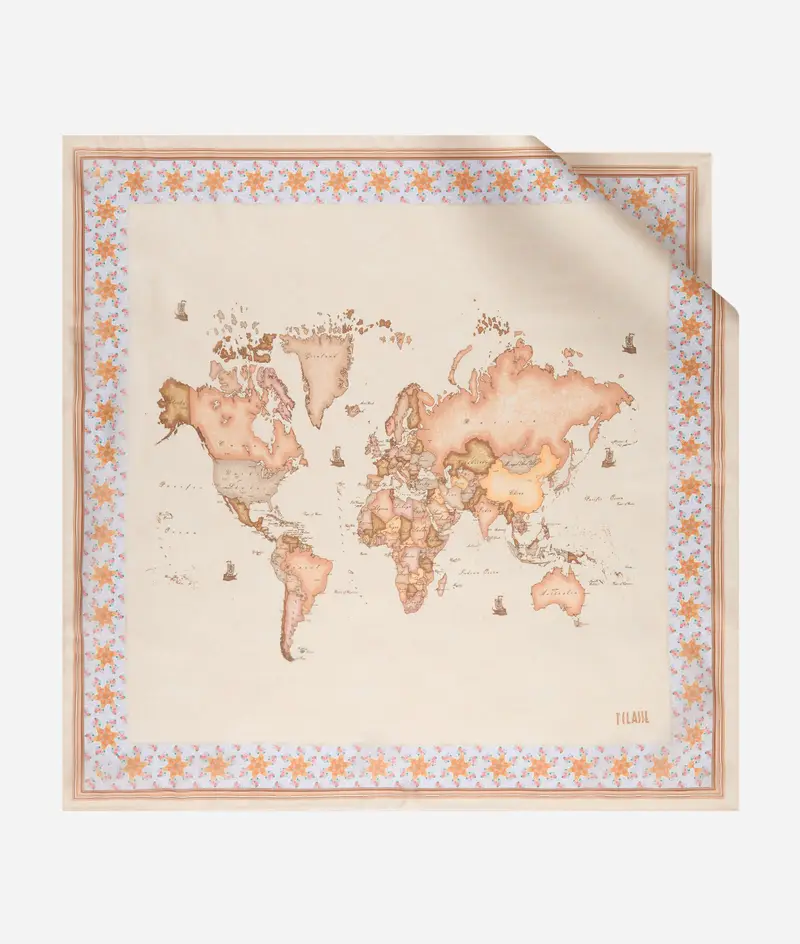 Foulard con cornice Greca 90x90 Noce