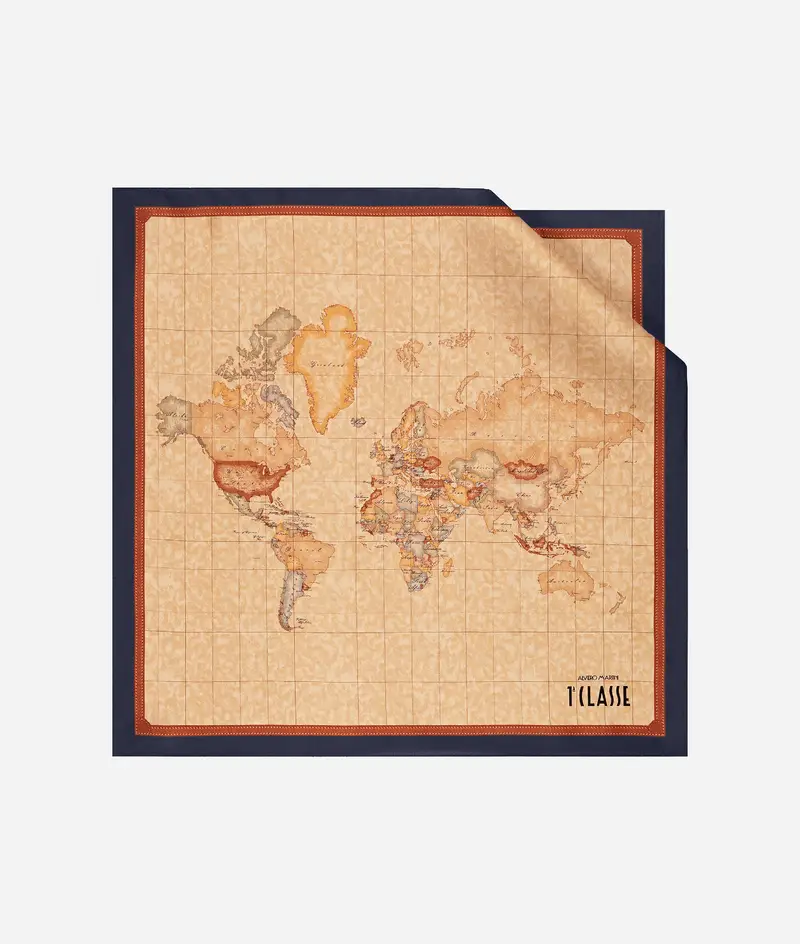 Foulard Geo Classic in seta 50x50 Blu Notte