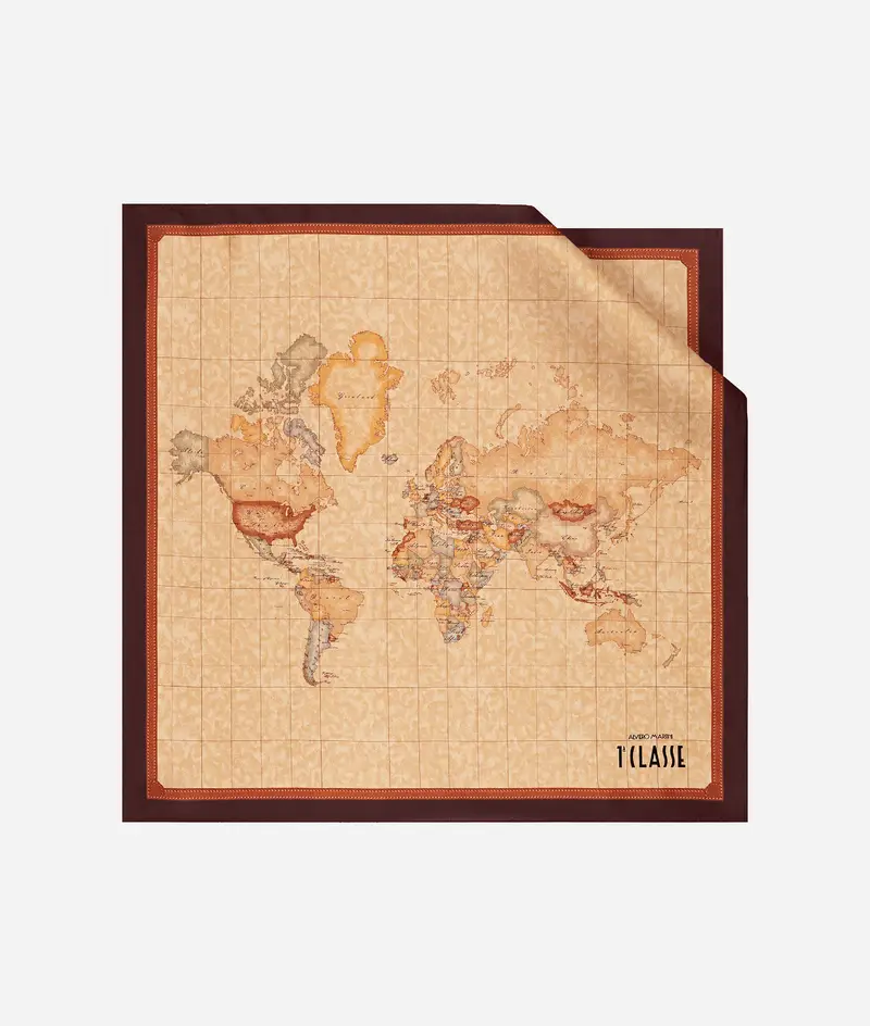 Foulard Geo Classic in seta 50x50 Mogano