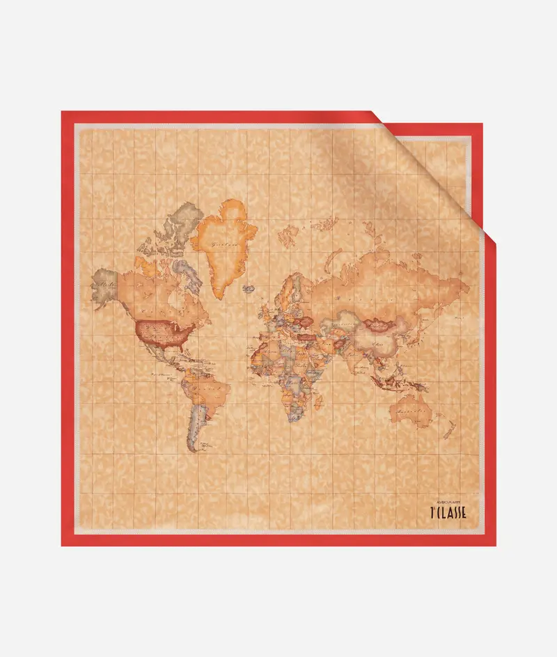 Foulard Geo Classic in seta 70x70 Rosso Papavero
