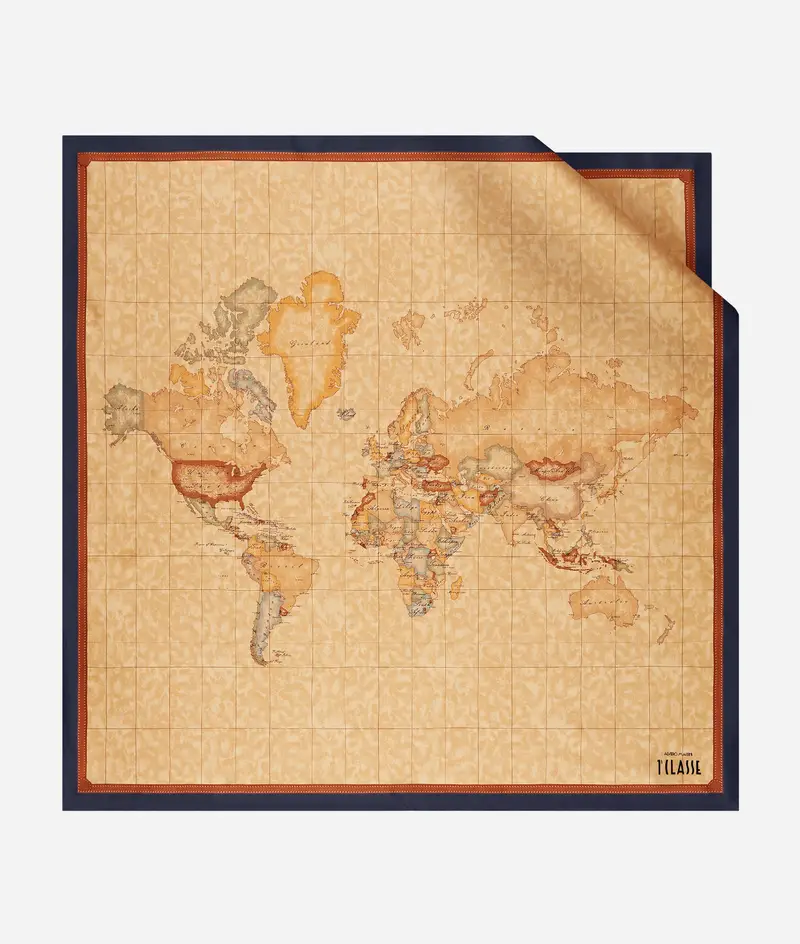 Foulard Geo Classic in seta 90x90 Blu Notte