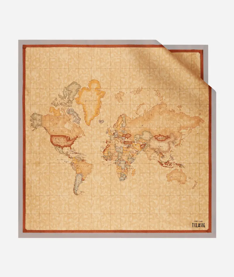 Foulard Geo Classic in seta 90x90 Greige