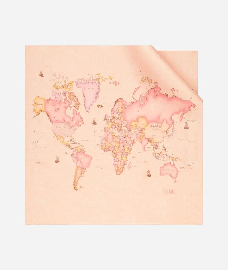 Foulard Geo Color in misto cotone e seta 65x65 Arancia