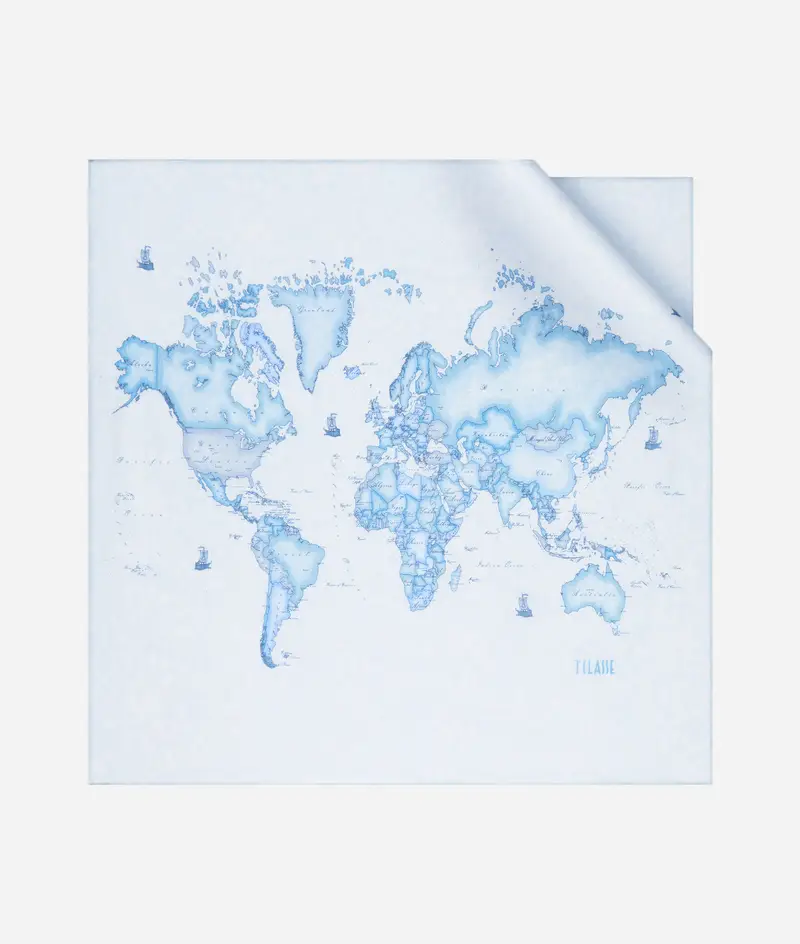 Foulard Geo Color in misto cotone e seta 65x65 Denim