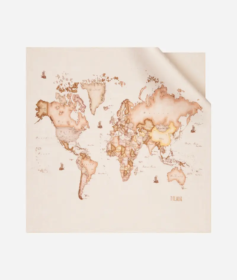 Foulard Geo Color in misto cotone e seta 65x65 Miele