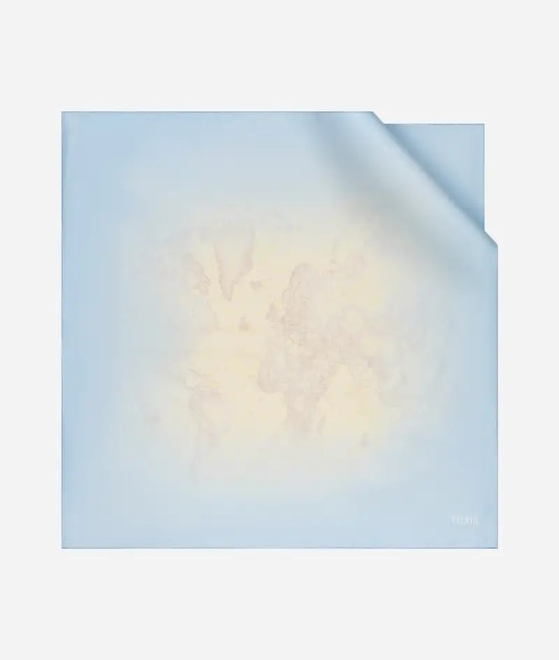 Foulard Geo Sfumato Delicato 75x75 Blu Jeans Lavato