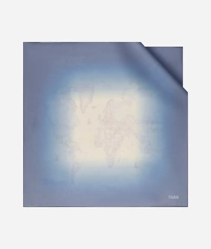 Foulard Geo Sfumato Delicato 75x75 Blu Mare