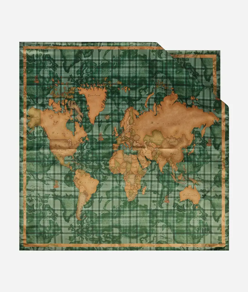 Foulard Geo Tartan 90x90 Verde Muschio