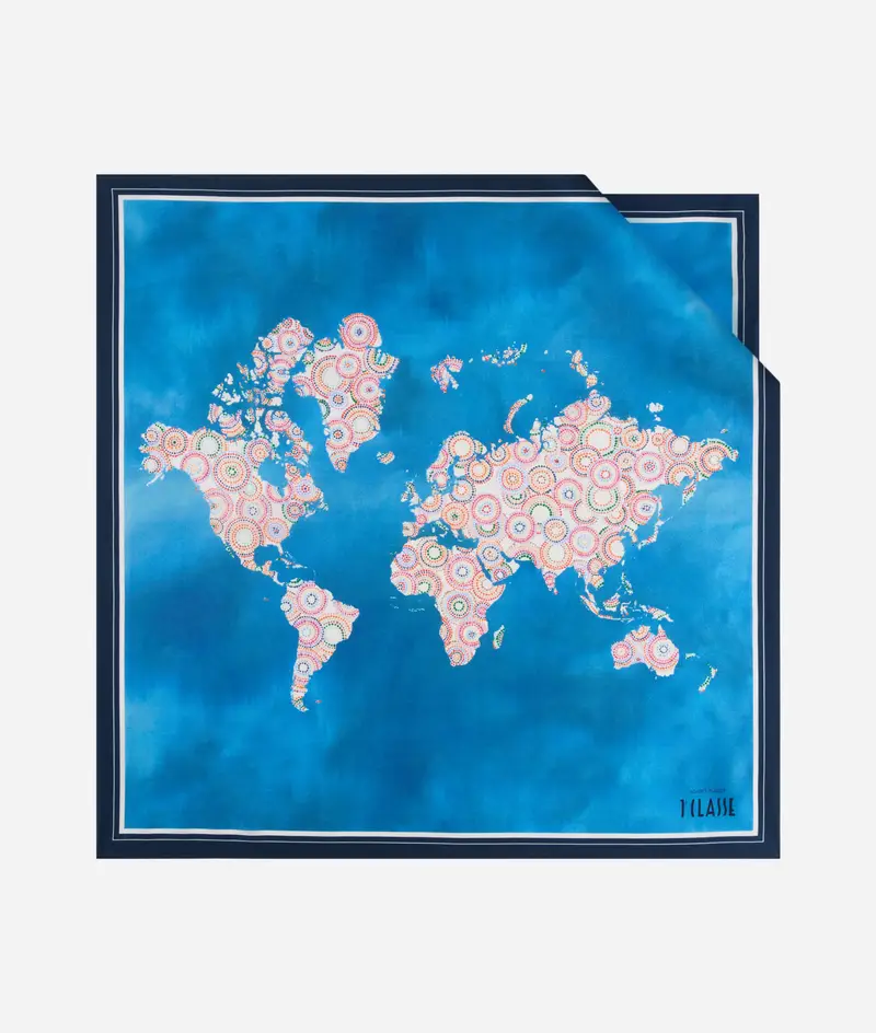 Foulard in seta Geo Dots Art 70x70 Blu Jeans