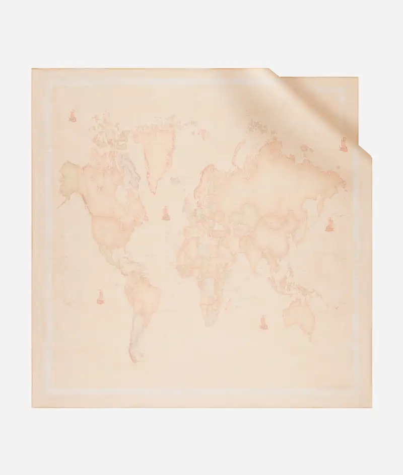 Foulard in seta Georgette Geo 90x90 Noce