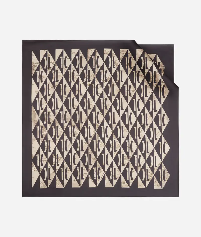 Foulard stampa Monogram Optical 73x73 Nero