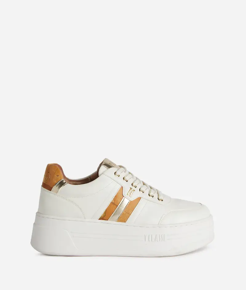 Geo Elevate sneaker in eco nappa e bande laterali Bianche