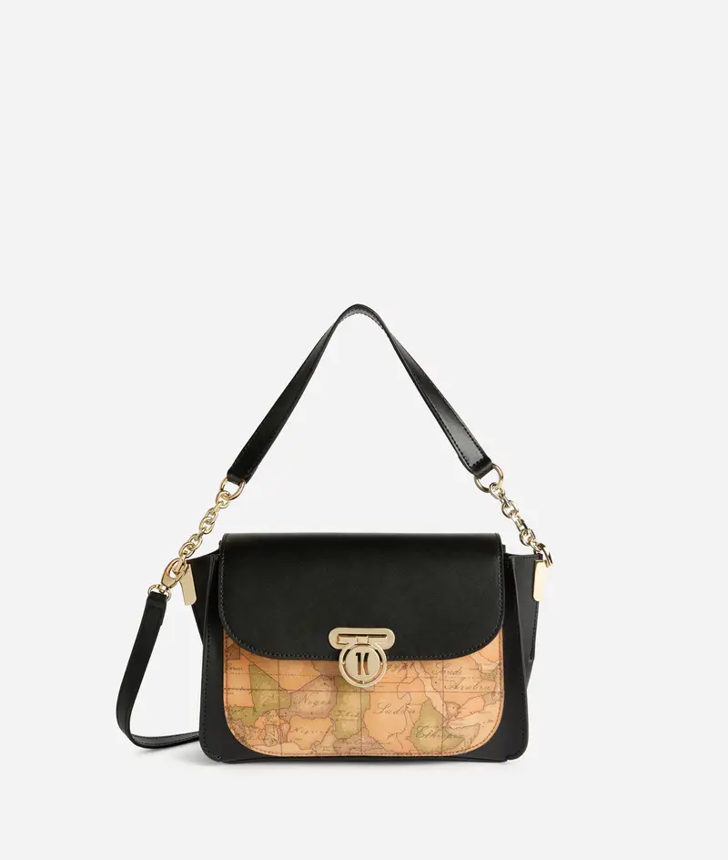 Geo Secret Lock borsa a mano con patta Nera e Geo Classic