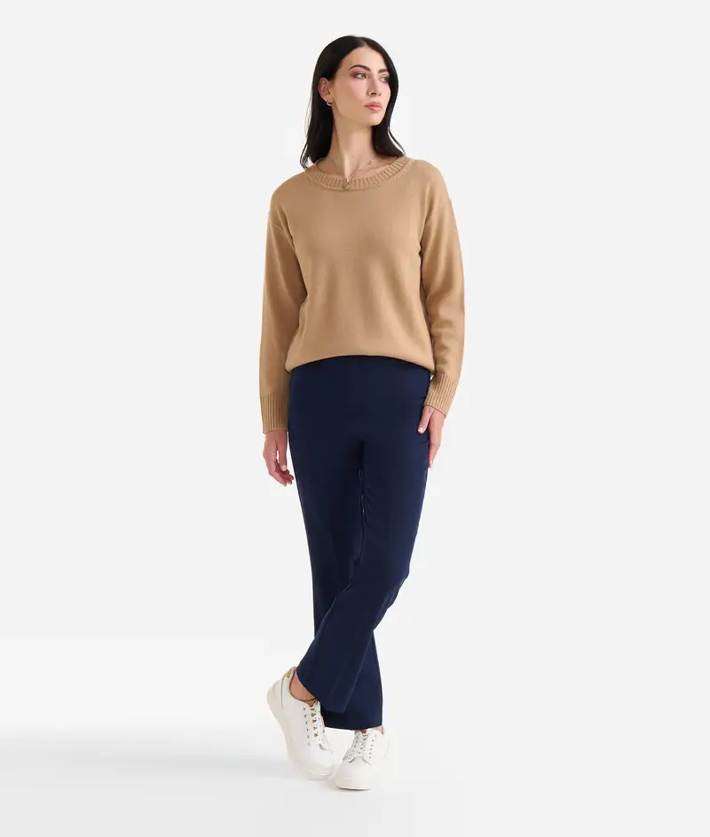 Girocollo in filato misto lana con fiocco Geo Classic Cammello