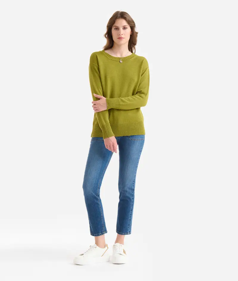 Girocollo in filato misto lana con fiocco Geo Classic Verde Mela