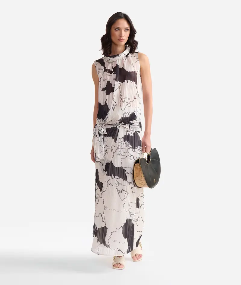 Gonna lunga in organza lurex Geo Mondo Bianca e Nera