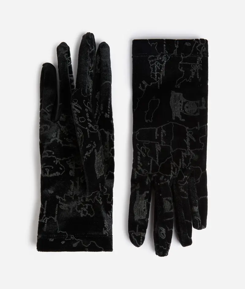 Guanti in velluto Geo Filetto Neri