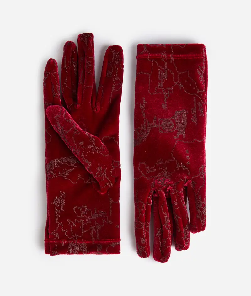 Guanti in velluto Geo Filetto Rossi