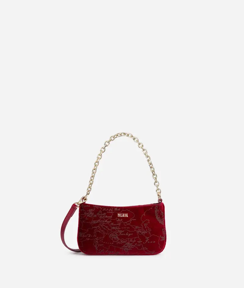 Jolly Bag pochette con catena in velluto Geo Filetto Rossa