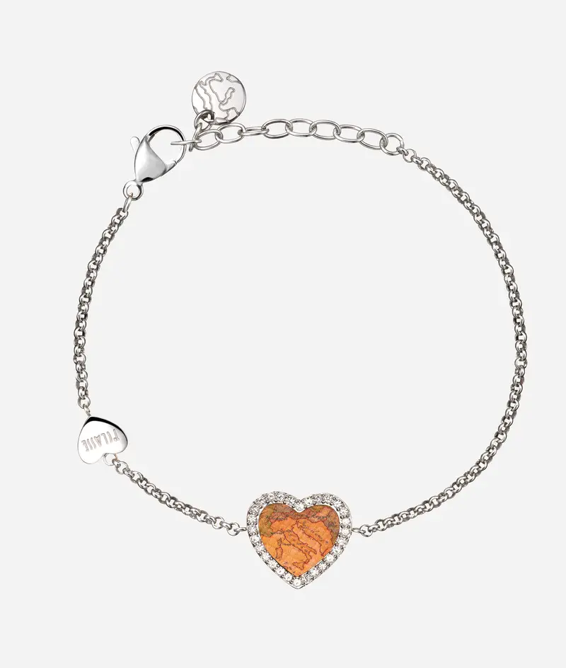 Love Lane bracciale in acciaio con pendente a cuore in pelle