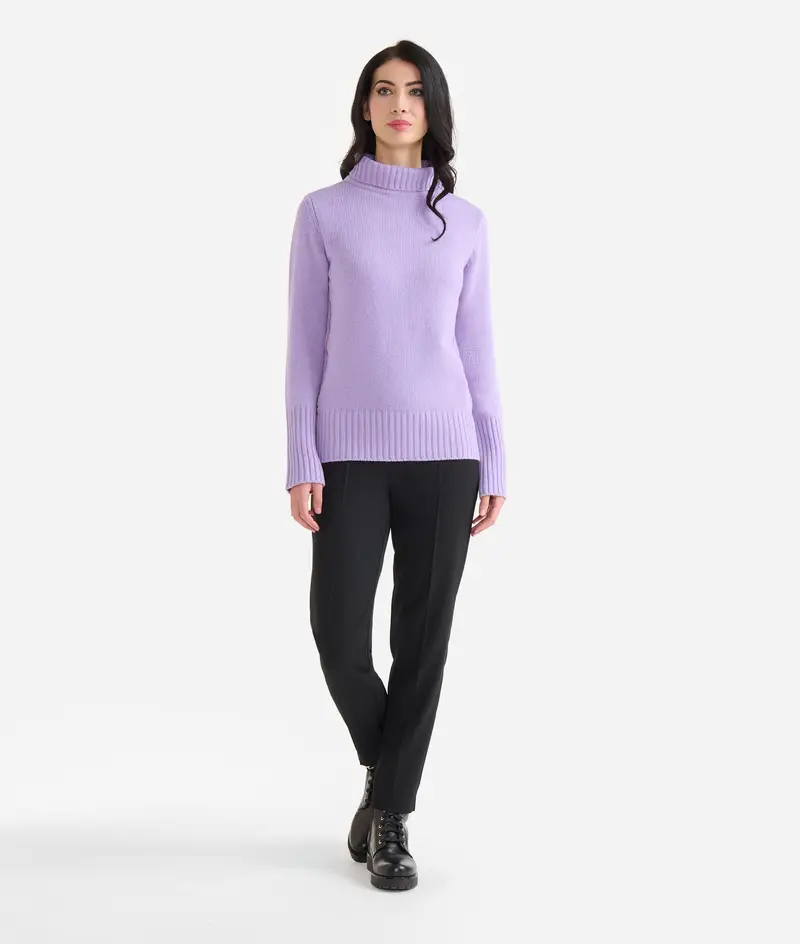 Maglia a collo alto in filato misto lana/cashmere Malva